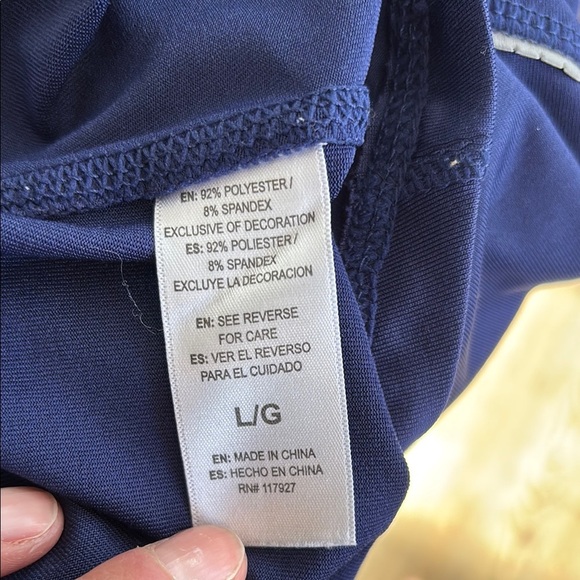 Reebok Women's Large Navy Blue Drawstring Cowl Neck Lightweight Running Pullover - Picture 12 of 13